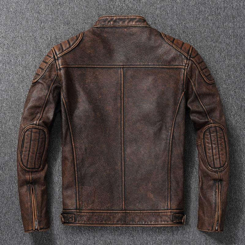 Men's Vintage Brown Genuine Leather Biker Motorcycle Jacket