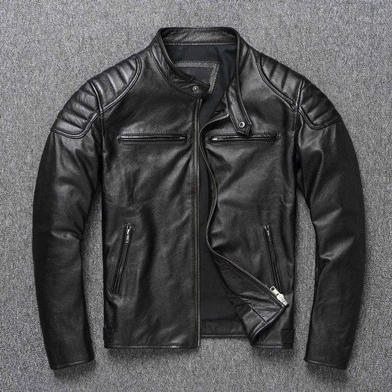 Men's Vintage Brown Genuine Leather Biker Motorcycle Jacket