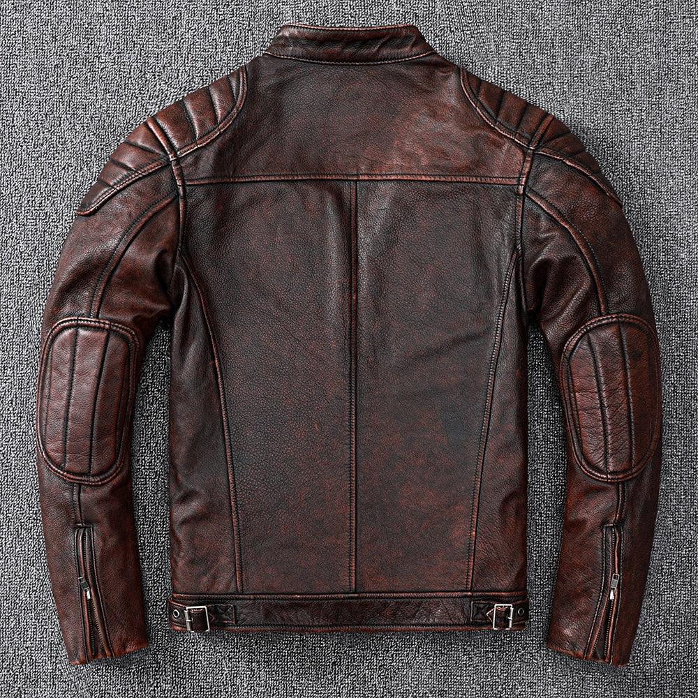 Men's Vintage Brown Genuine Leather Biker Motorcycle Jacket