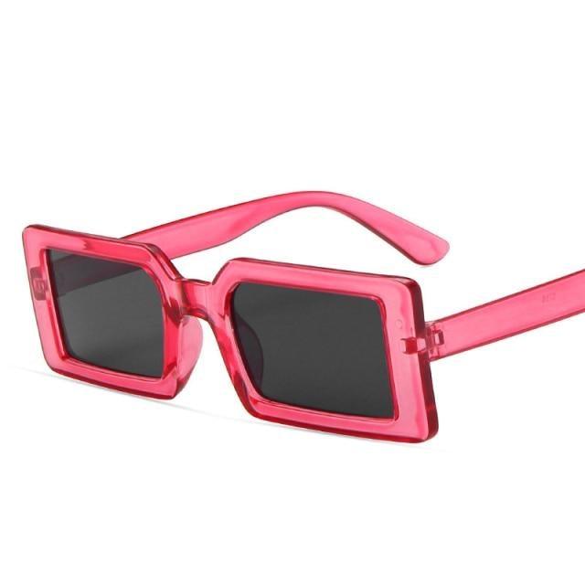 Retro Brown Small Rectangle Frame Sunglasses for Women