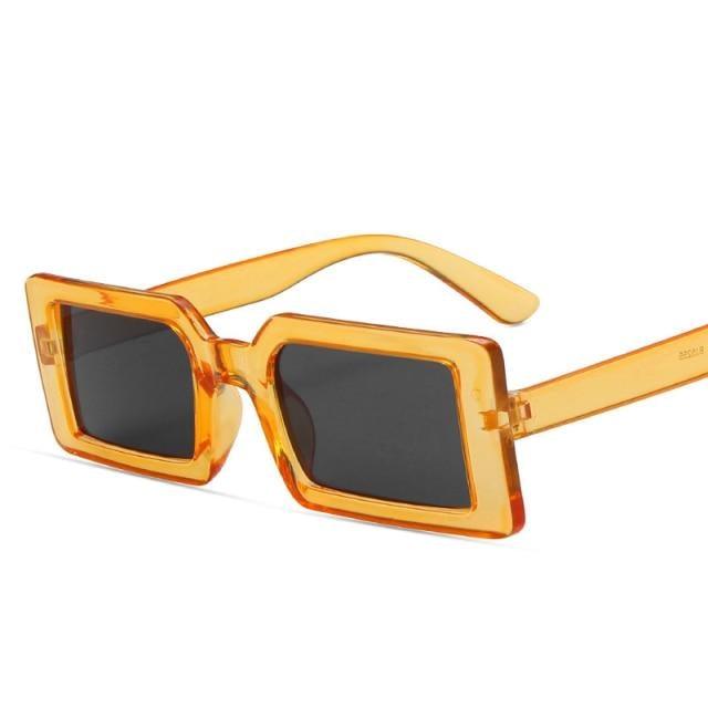 Retro Brown Small Rectangle Frame Sunglasses for Women