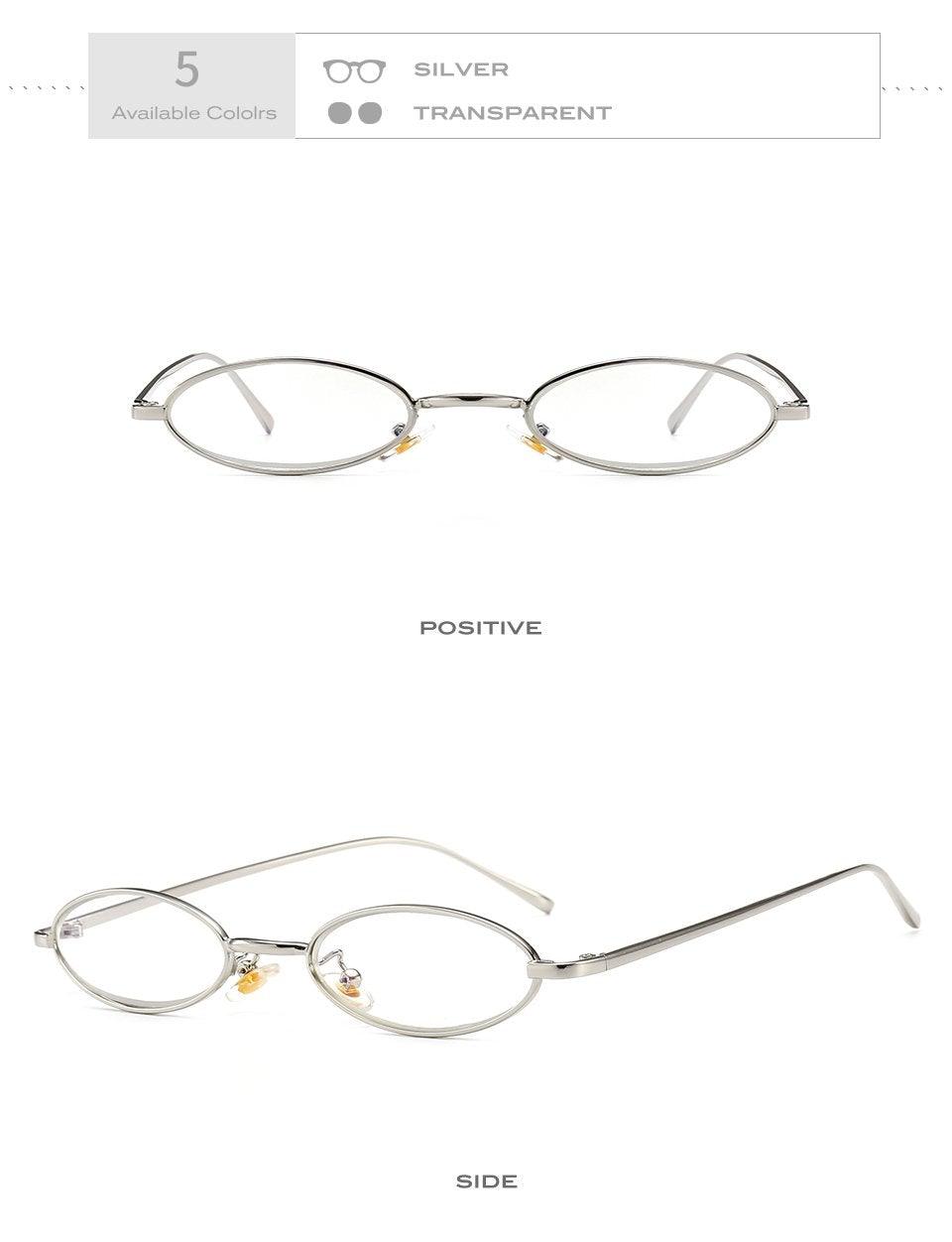 Vintage Metal Oval Sunglasses Minimalist Retro Eyewear