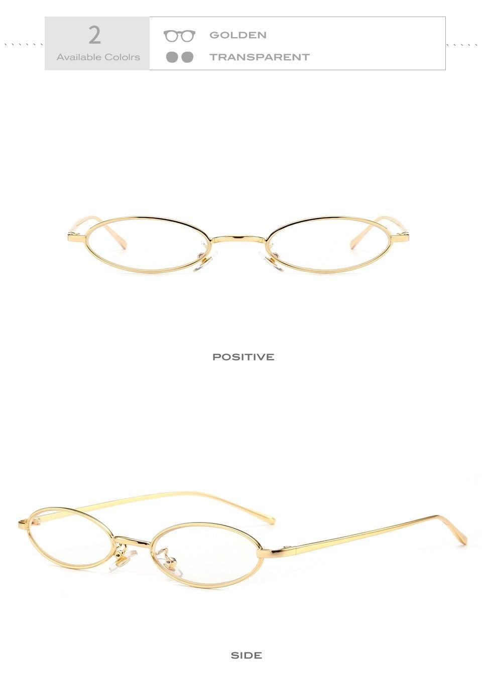 Vintage Metal Oval Sunglasses Minimalist Retro Eyewear