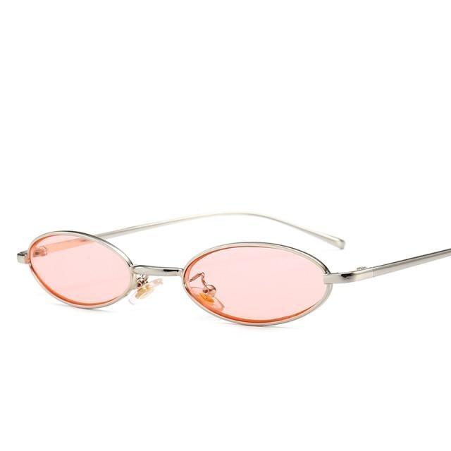 Vintage Metal Oval Sunglasses Minimalist Retro Eyewear