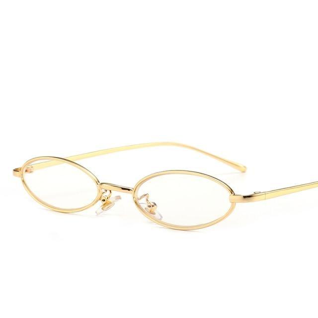 Vintage Metal Oval Sunglasses Minimalist Retro Eyewear