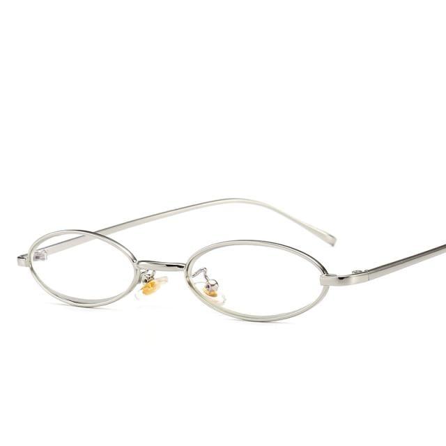 Vintage Metal Oval Sunglasses Minimalist Retro Eyewear