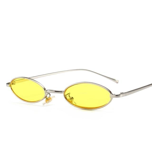 Vintage Metal Oval Sunglasses Minimalist Retro Eyewear