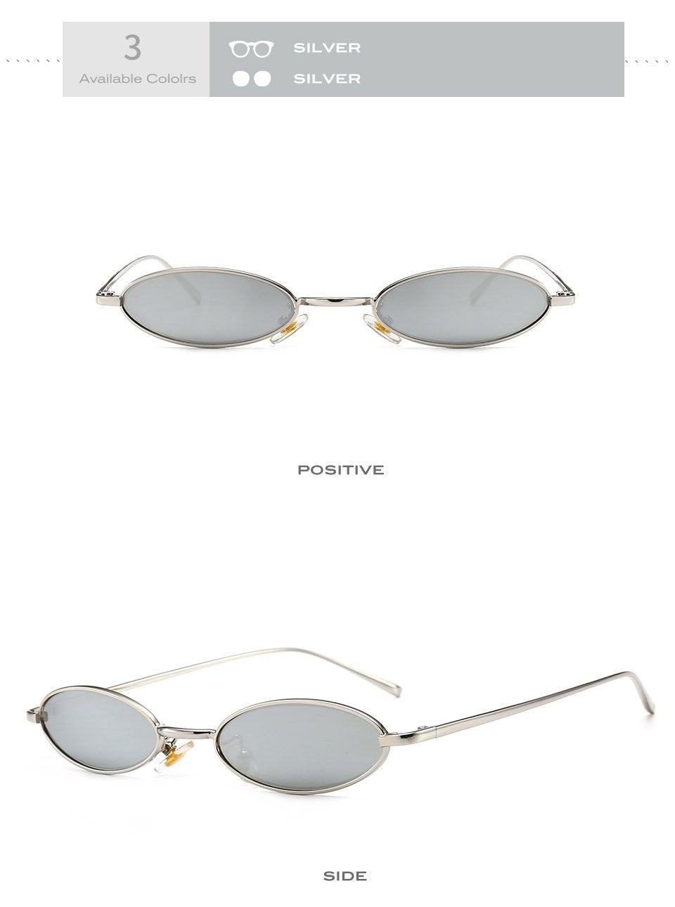 Vintage Metal Oval Sunglasses Minimalist Retro Eyewear