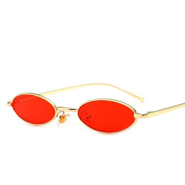 Vintage Metal Oval Sunglasses Minimalist Retro Eyewear