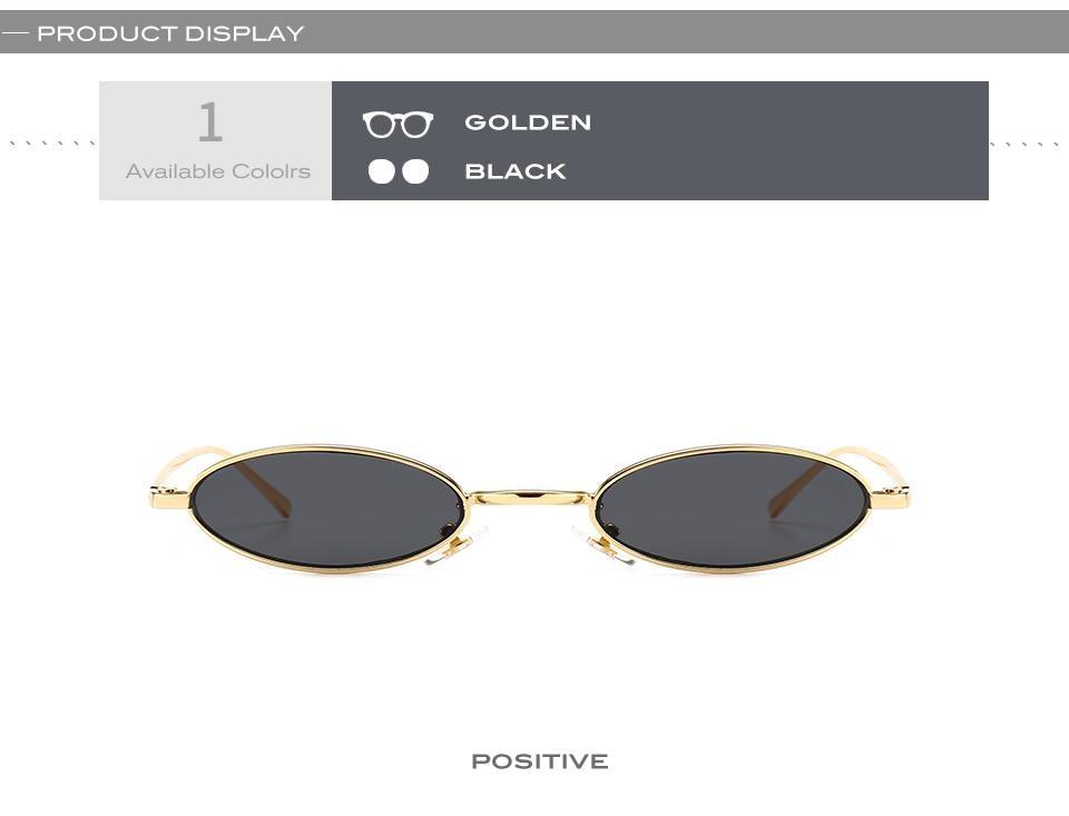 Vintage Metal Oval Sunglasses Minimalist Retro Eyewear