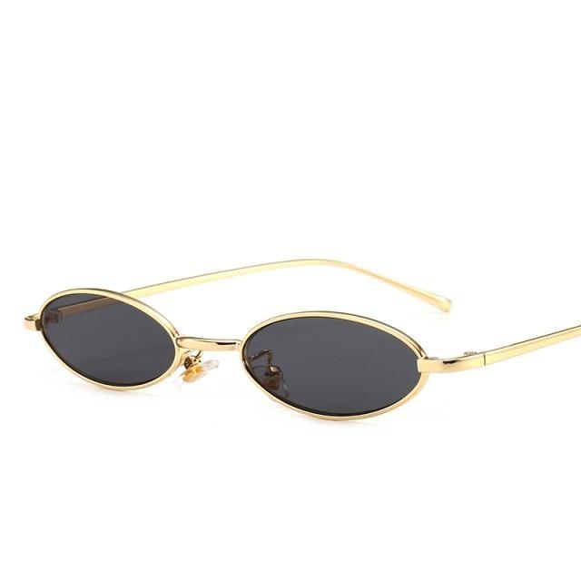 Vintage Metal Oval Sunglasses Minimalist Retro Eyewear