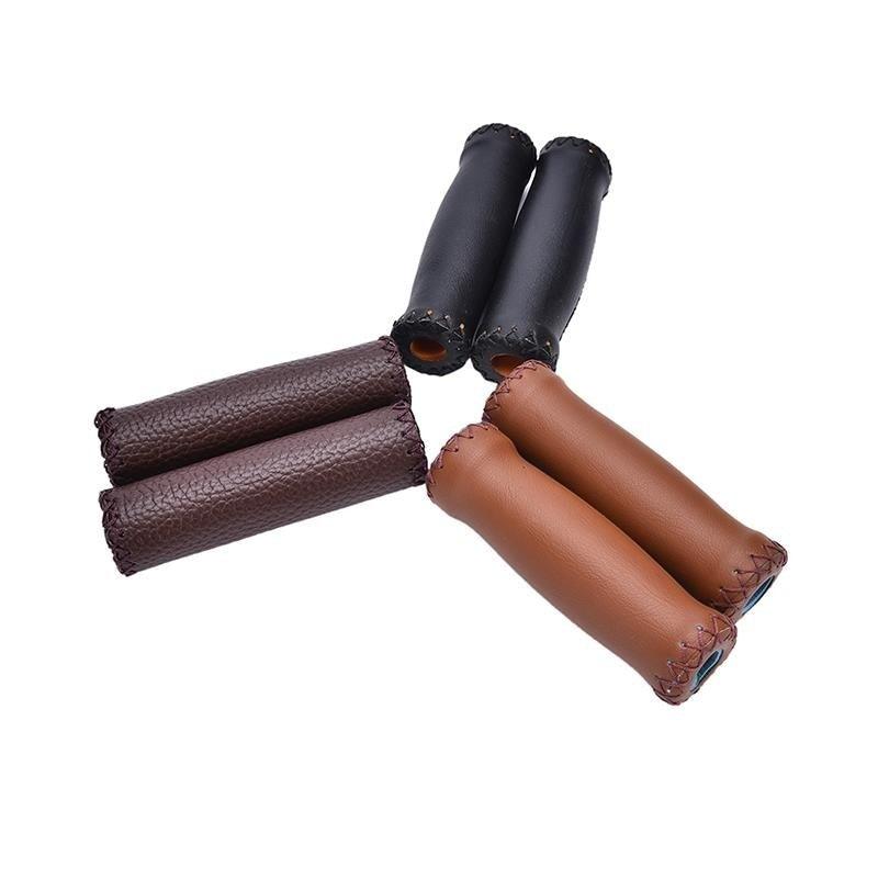 Vintage Retro Artificial Leather Bicycle Handlebar Grips Cycling