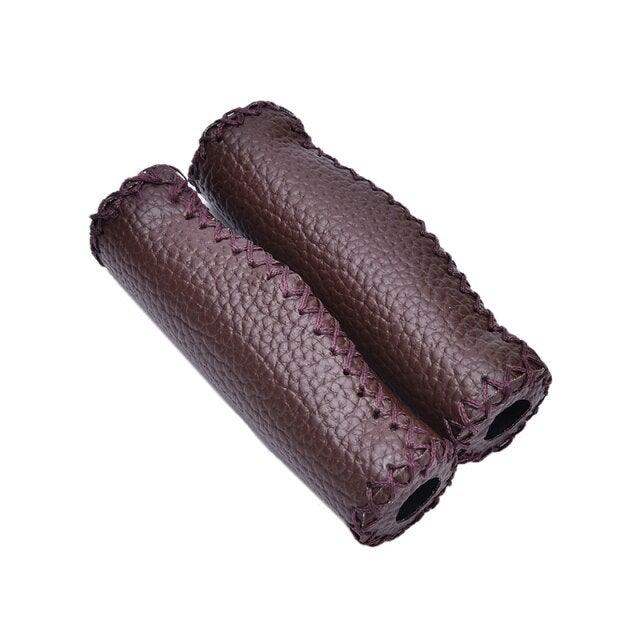 Vintage Retro Artificial Leather Bicycle Handlebar Grips Cycling