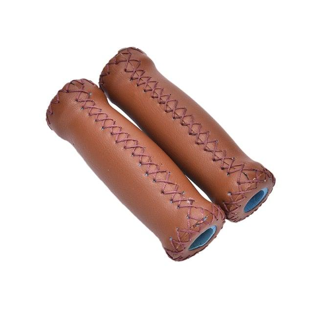 Vintage Retro Artificial Leather Bicycle Handlebar Grips Cycling