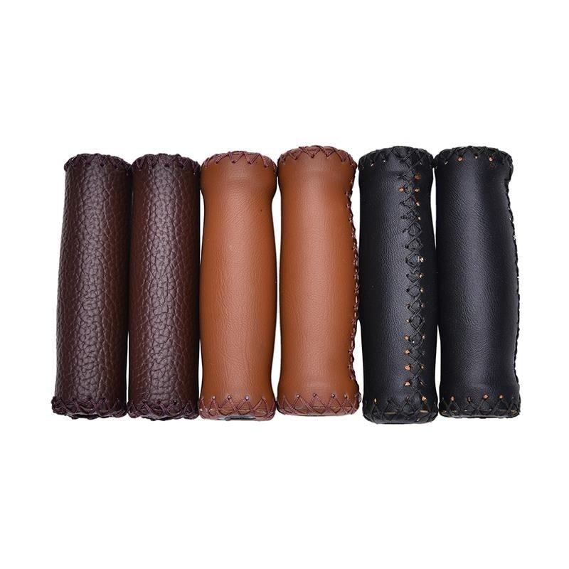 Vintage Retro Artificial Leather Bicycle Handlebar Grips Cycling