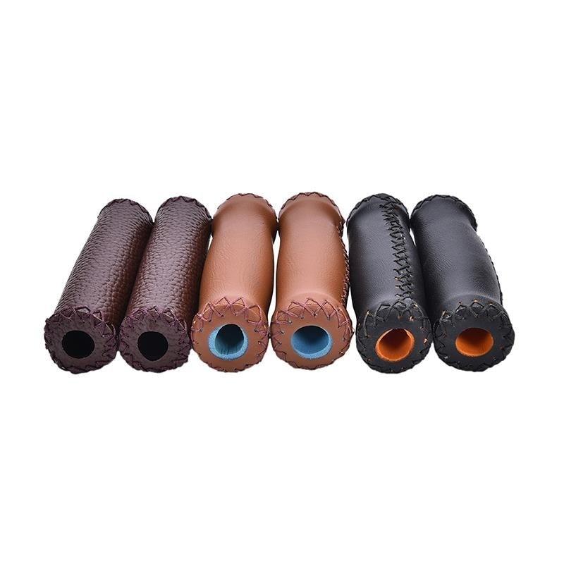 Vintage Retro Artificial Leather Bicycle Handlebar Grips Cycling
