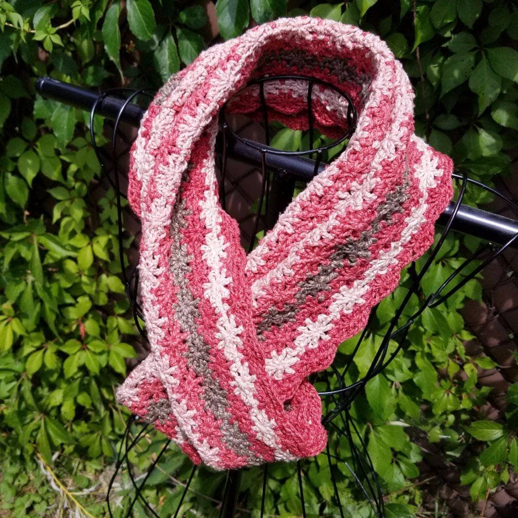 Vintage Rose Infinity Scarf – Sustainable Hand-Crocheted Accessory