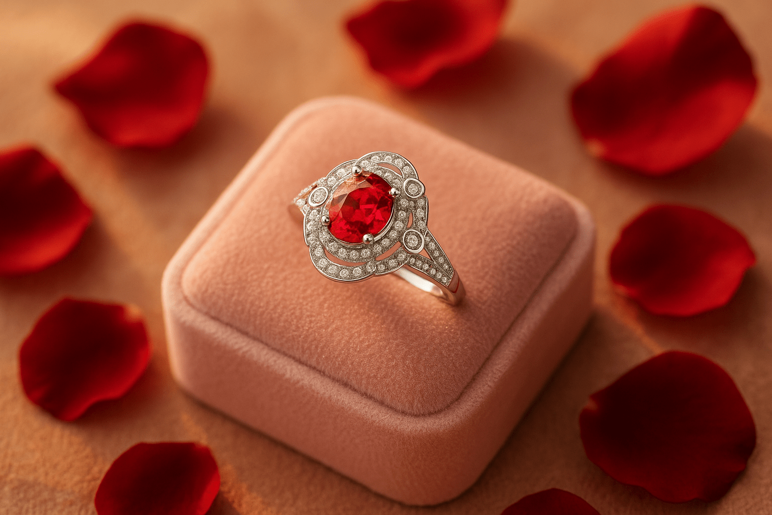 Vintage Ruby & CZ Removable Head Ring - 925 Sterling Silver Rhodium Plated