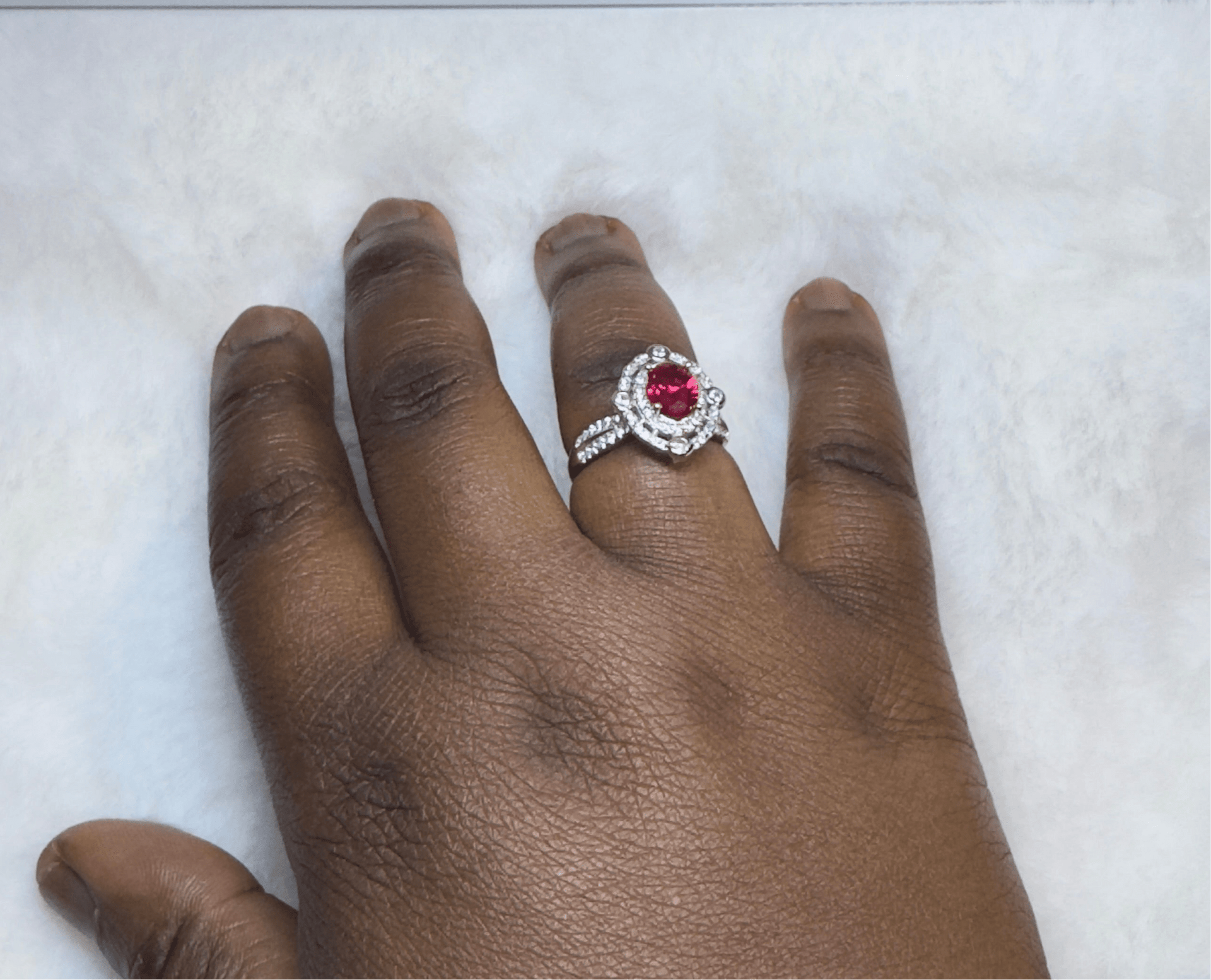 Vintage Ruby & CZ Removable Head Ring - 925 Sterling Silver Rhodium Plated