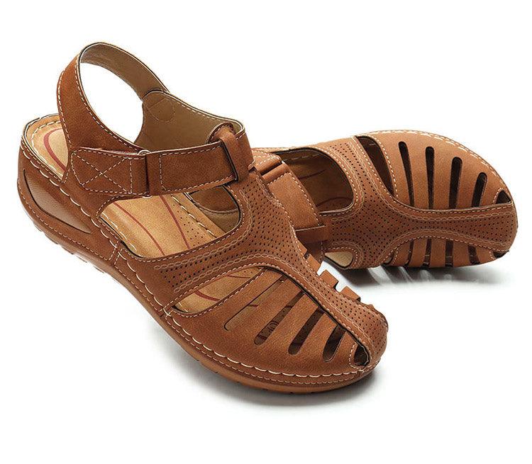 Women's Vintage Closed Toe Platform Sandals - Comfort Walking Shoe