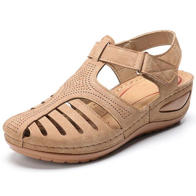Women's Vintage Closed Toe Platform Sandals - Comfort Walking Shoe