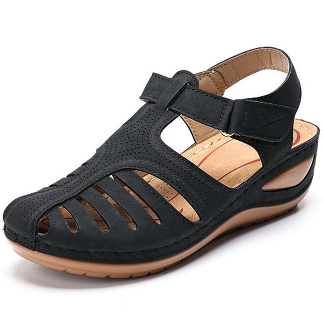 Women's Vintage Closed Toe Platform Sandals - Comfort Walking Shoe