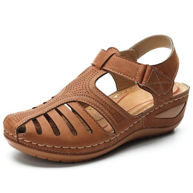 Women's Vintage Closed Toe Platform Sandals - Comfort Walking Shoe