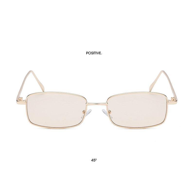 Vintage Slender Square Metal Sunglasses for Men