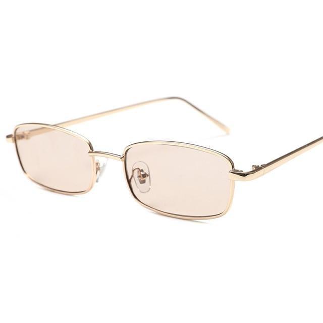 Vintage Slender Square Metal Sunglasses for Men