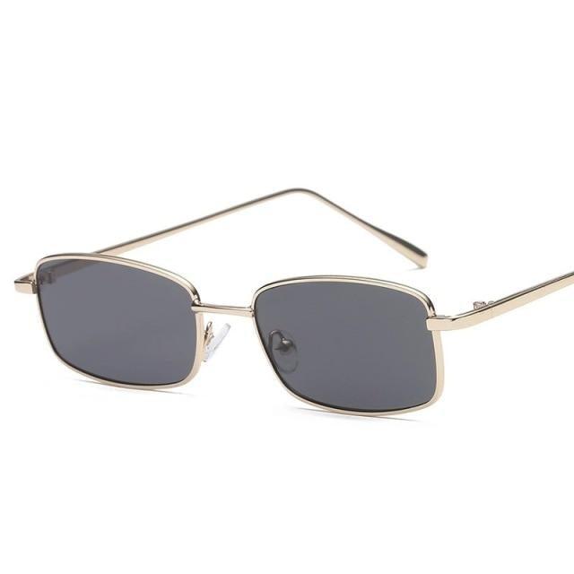 Vintage Slender Square Metal Sunglasses for Men
