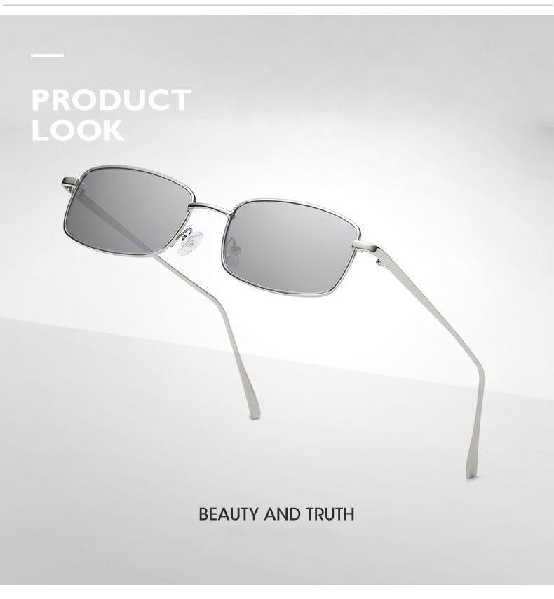 Vintage Slender Square Metal Sunglasses for Men