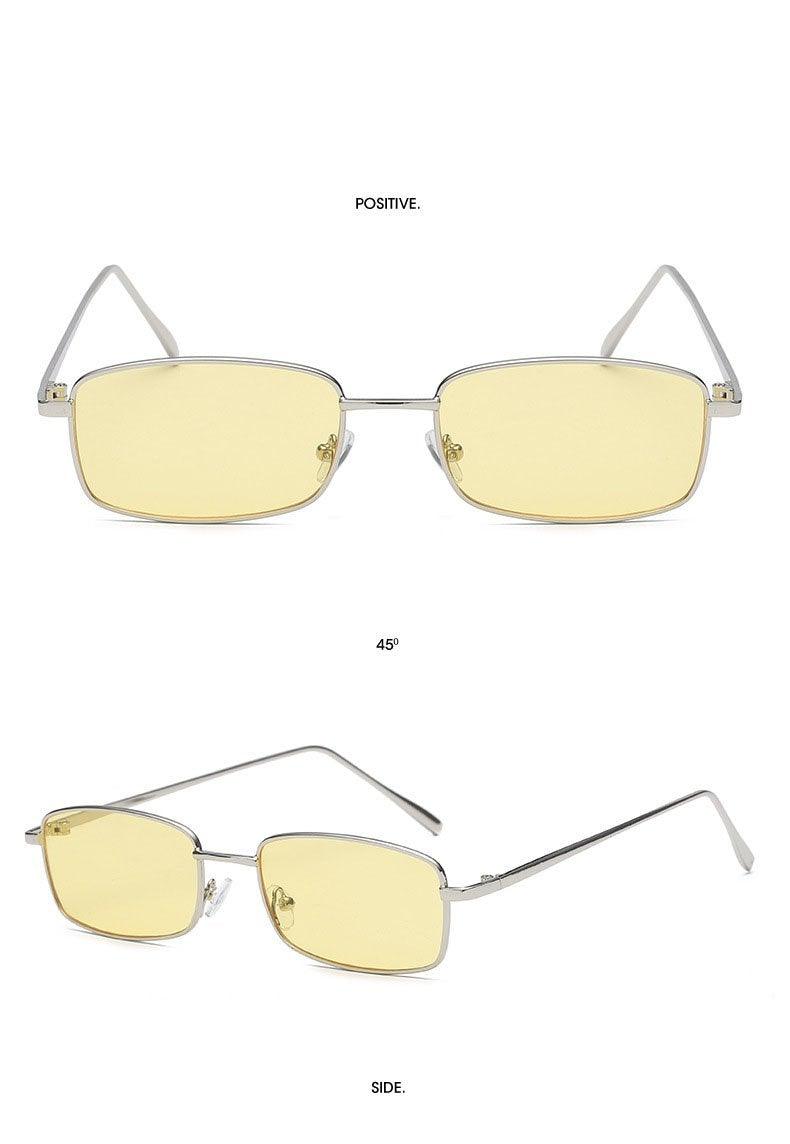 Vintage Slender Square Metal Sunglasses for Men