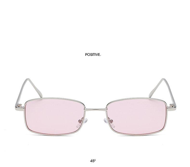 Vintage Slender Square Metal Sunglasses for Men