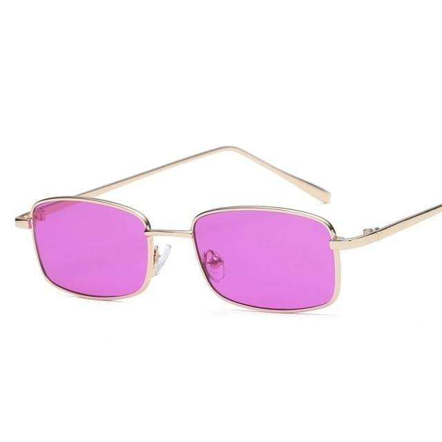 Vintage Slender Square Metal Sunglasses for Men