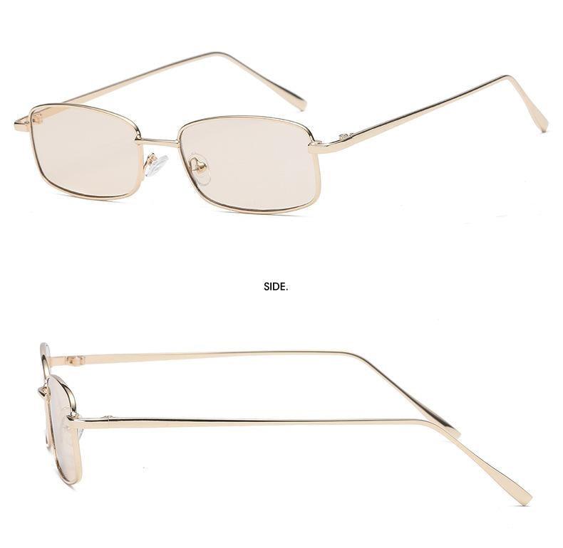 Vintage Slender Square Metal Sunglasses for Men