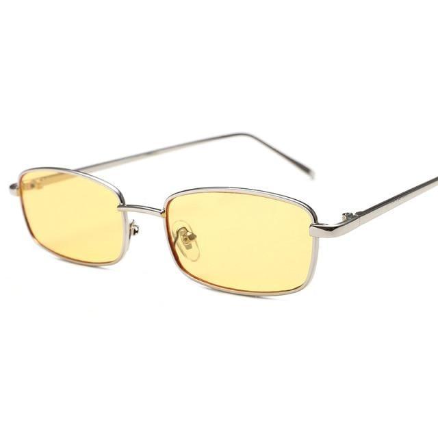 Vintage Slender Square Metal Sunglasses for Men