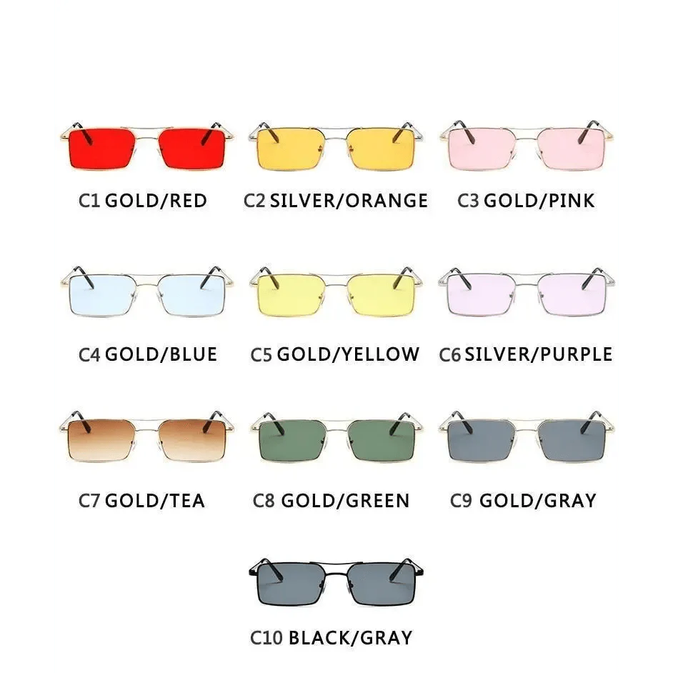 Vintage Square Women Sunglasses Metal Frame UV400 Everyday Eyewear