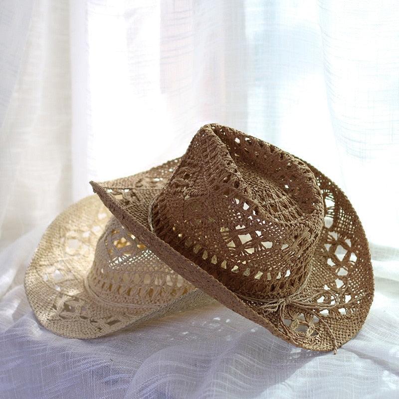 Bohemian Straw Cowboy Beach Hat for Sun Protection