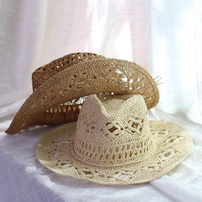 Bohemian Straw Cowboy Beach Hat for Sun Protection