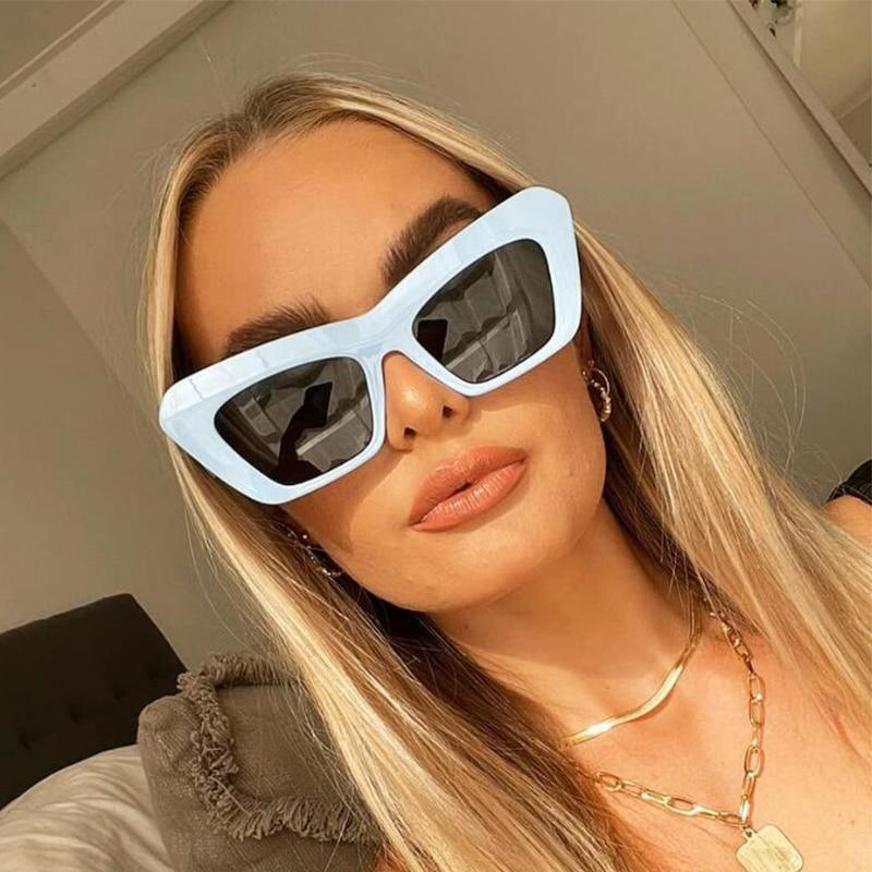 Vintage blue cat eye sunglasses with oversized luxury frame