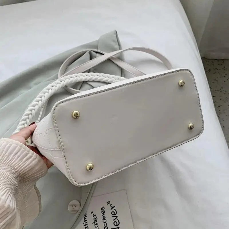 Vintage Stone Pattern Bucket Shoulder Bag for Women Fashion Handbag