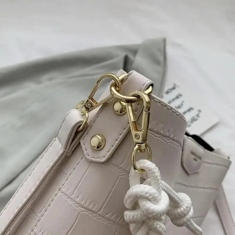 Vintage Stone Pattern Bucket Shoulder Bag for Women Fashion Handbag