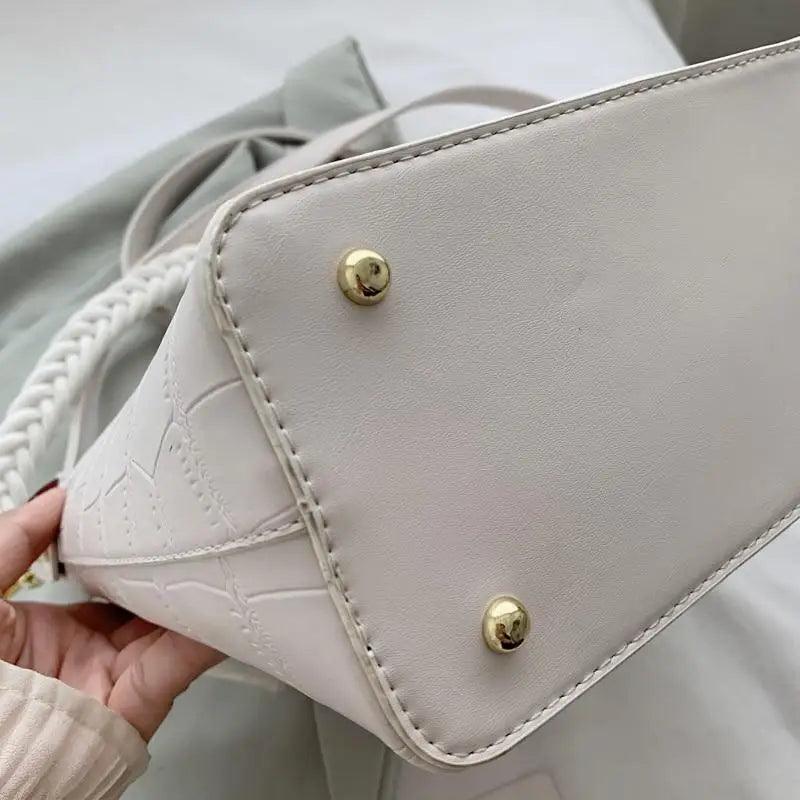 Vintage Stone Pattern Bucket Shoulder Bag for Women Fashion Handbag
