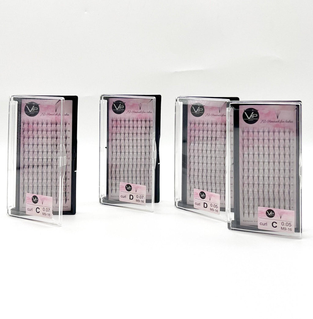 VIP 7D Sandwich Fan Lashes 0.05mm 12 lines tray for professional volume lash extensions