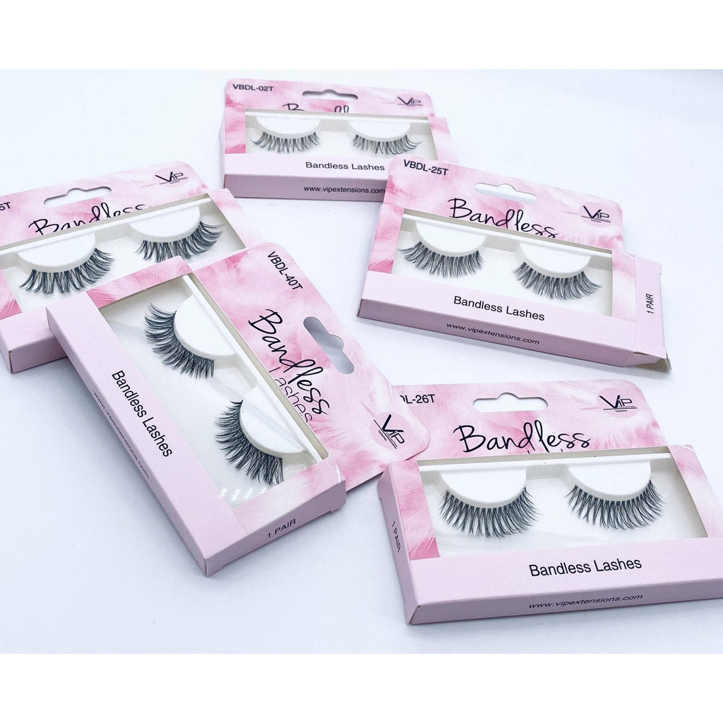 Close-up of VIP Bandless Eyelashes with invisible band design.