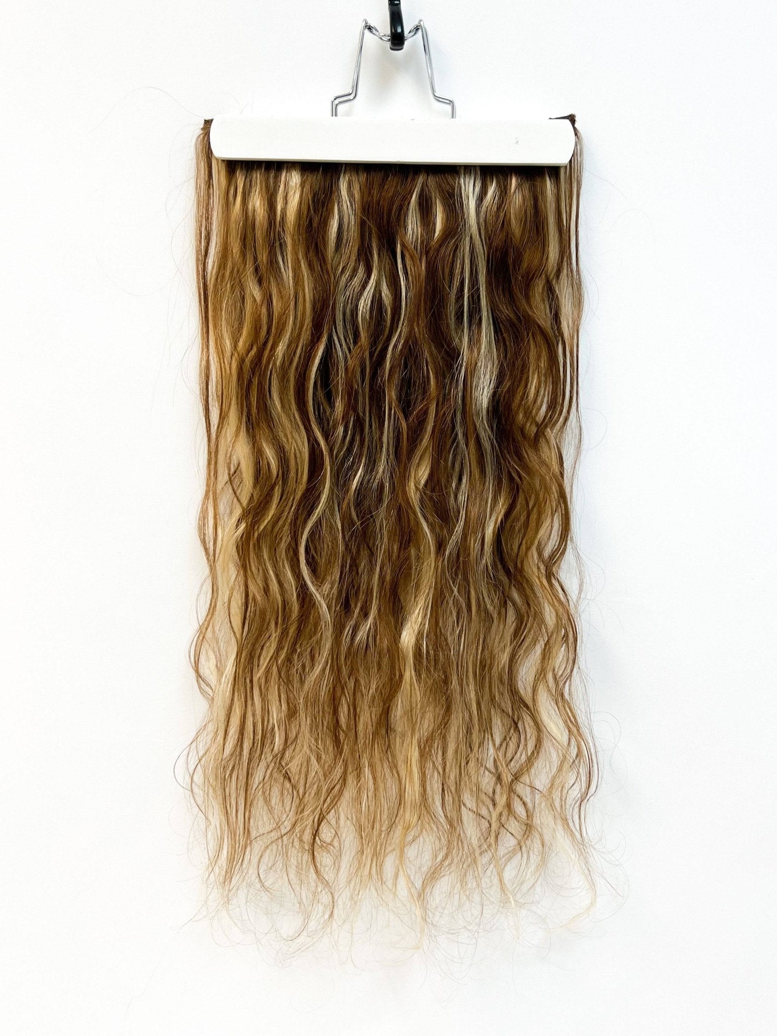 24" Body Wave Halo Hair Extensions with Clip, Highlighted Blonde