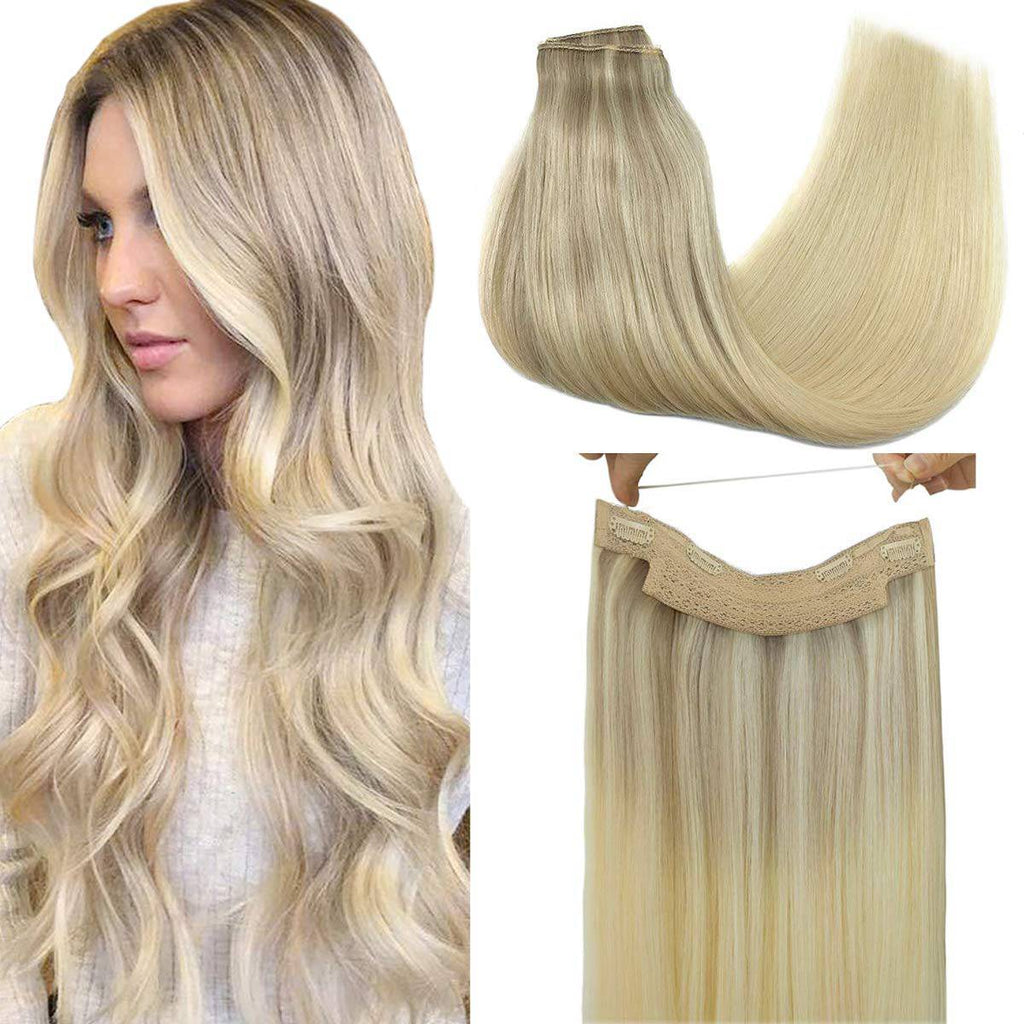 VIP BandX Halo Silky Straight 18-inch hair extension in multi-tonal blonde and brown shades