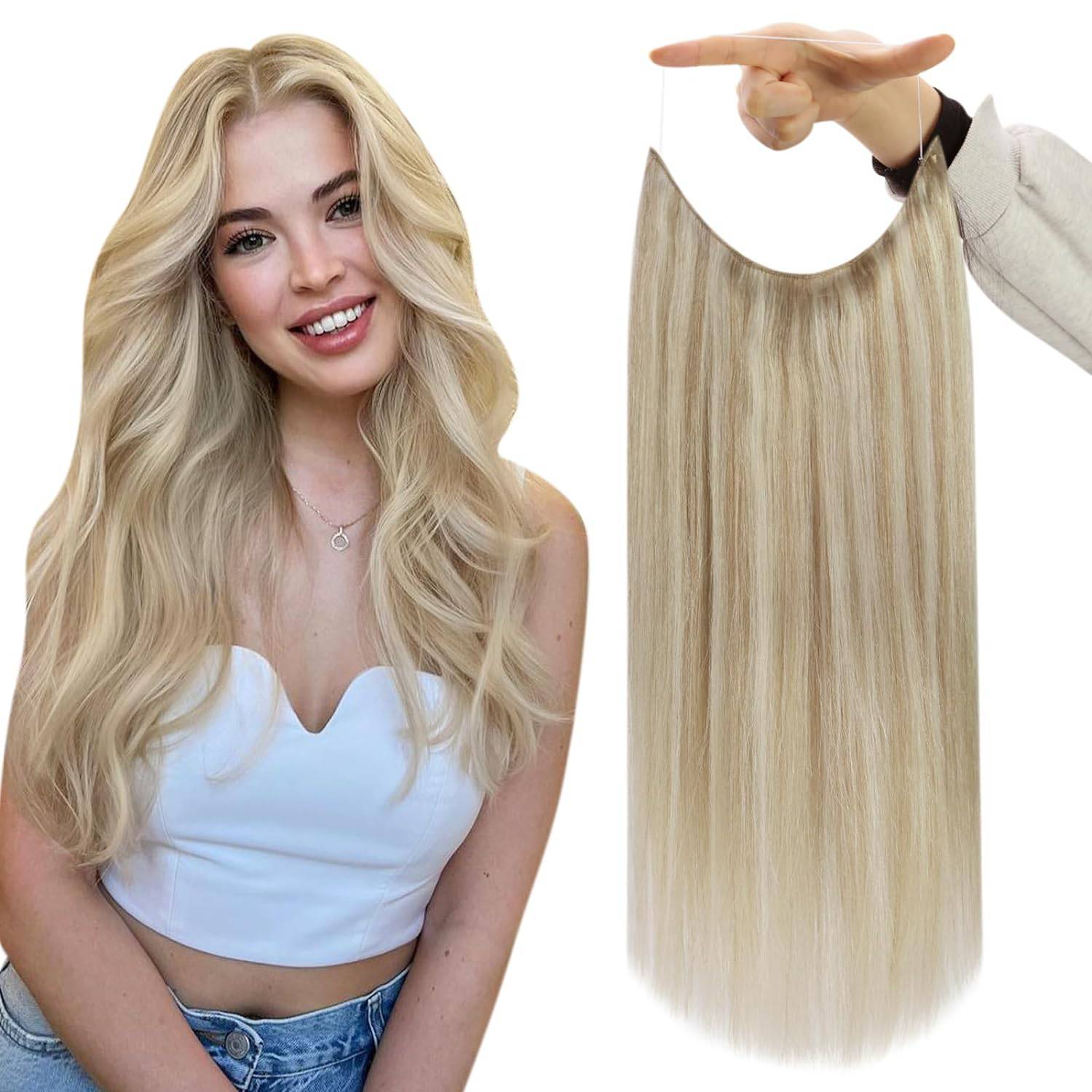 18" Silky Straight Halo Hair Extension with Clip