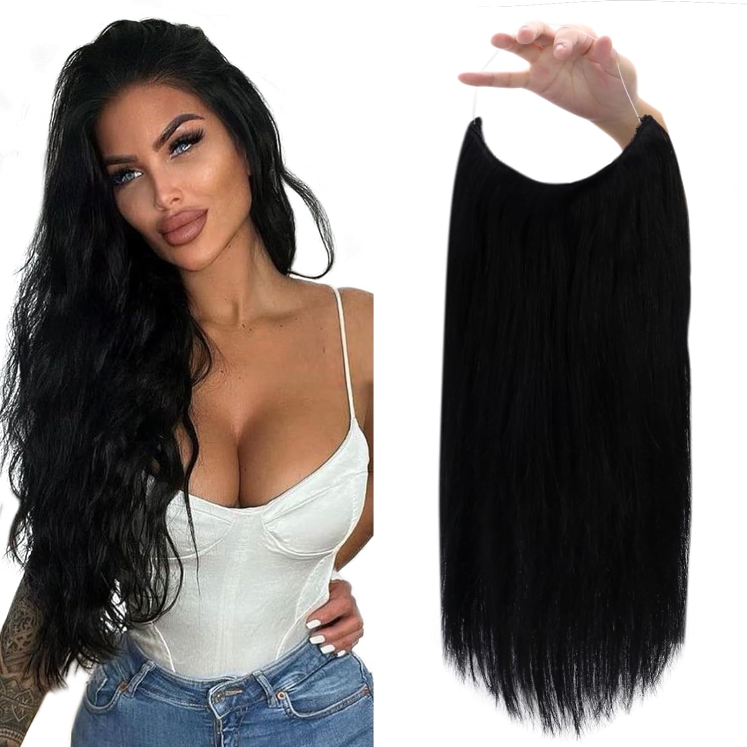 24" Halo Silky Straight Hair Extensions with Clip