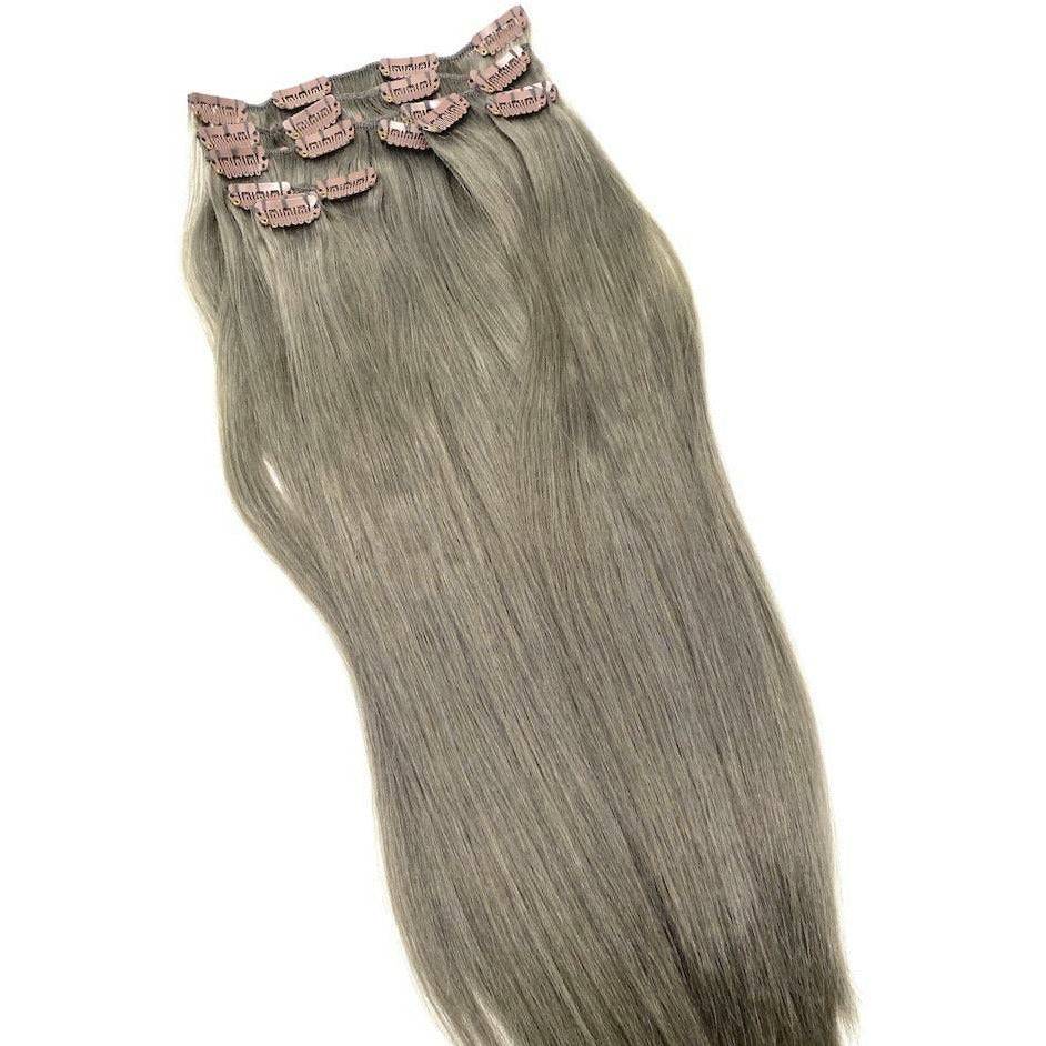 18" Silky Straight Clip-In Hair Extensions - Human Hair Set